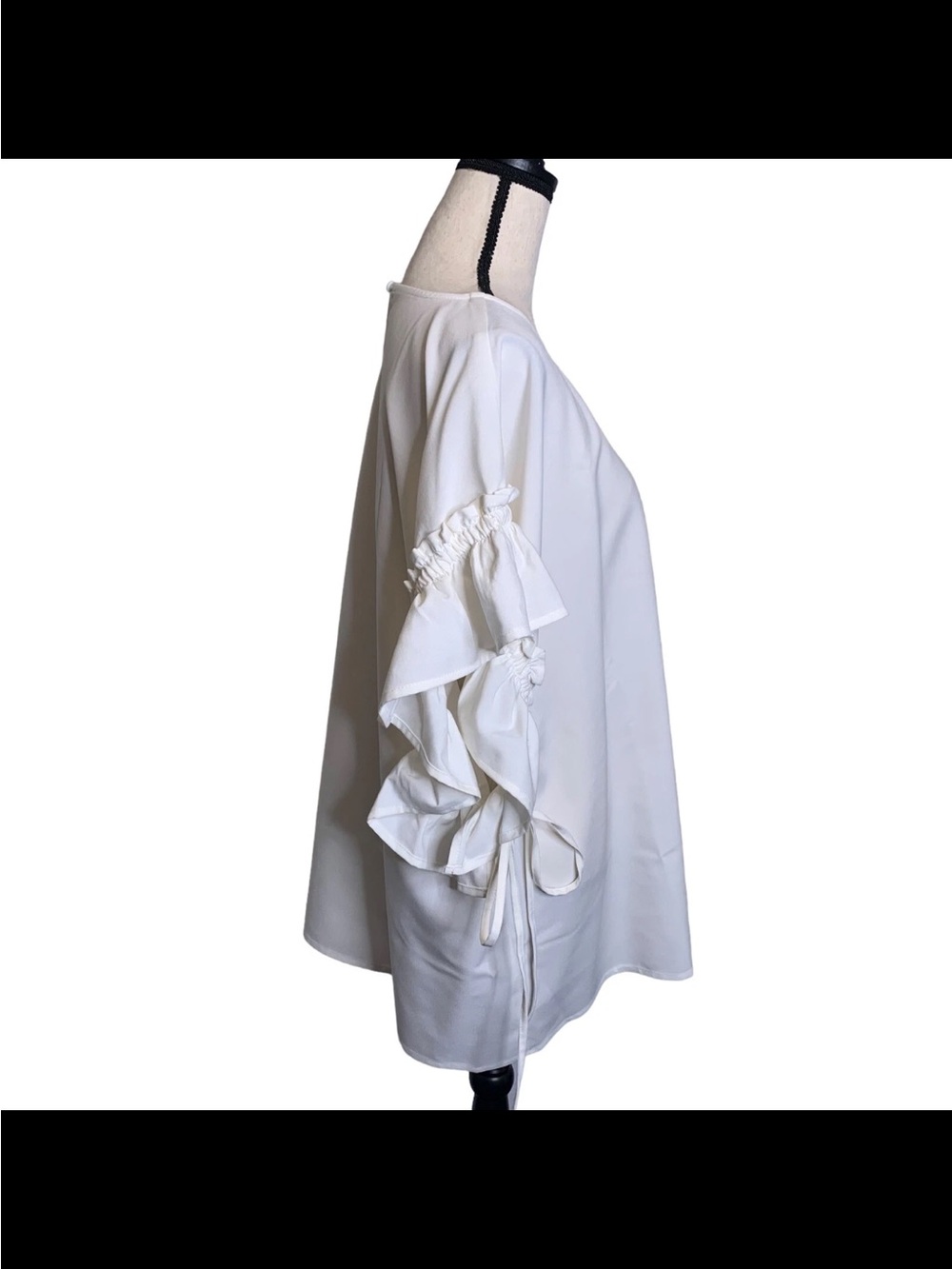 Easel White Ruffle Sleeve Drawstring Top - Picture 3 of 9